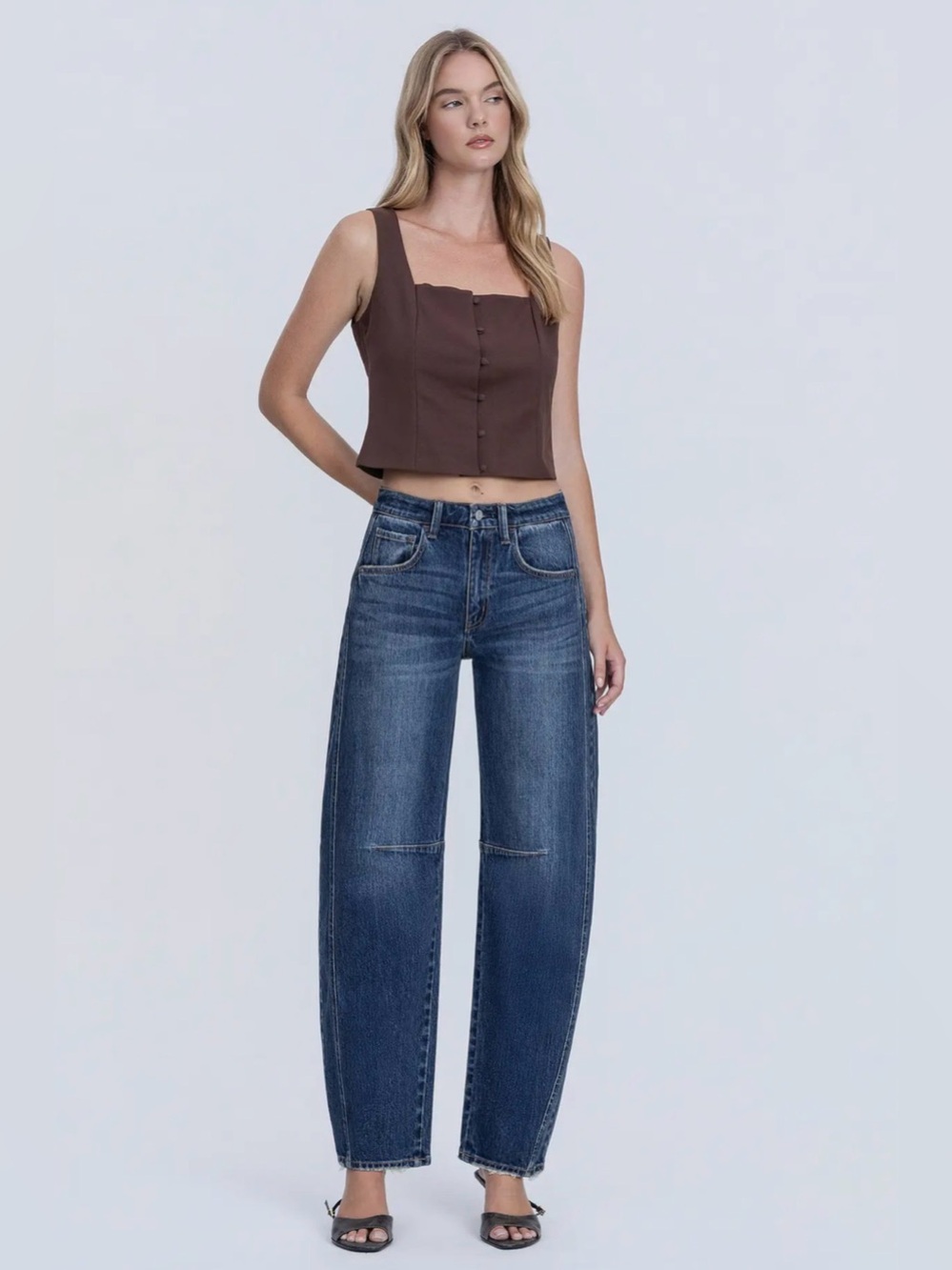 NWT Vervet Barrel Jeans High Rise Dark Wash Jadeite - Picture 4 of 6